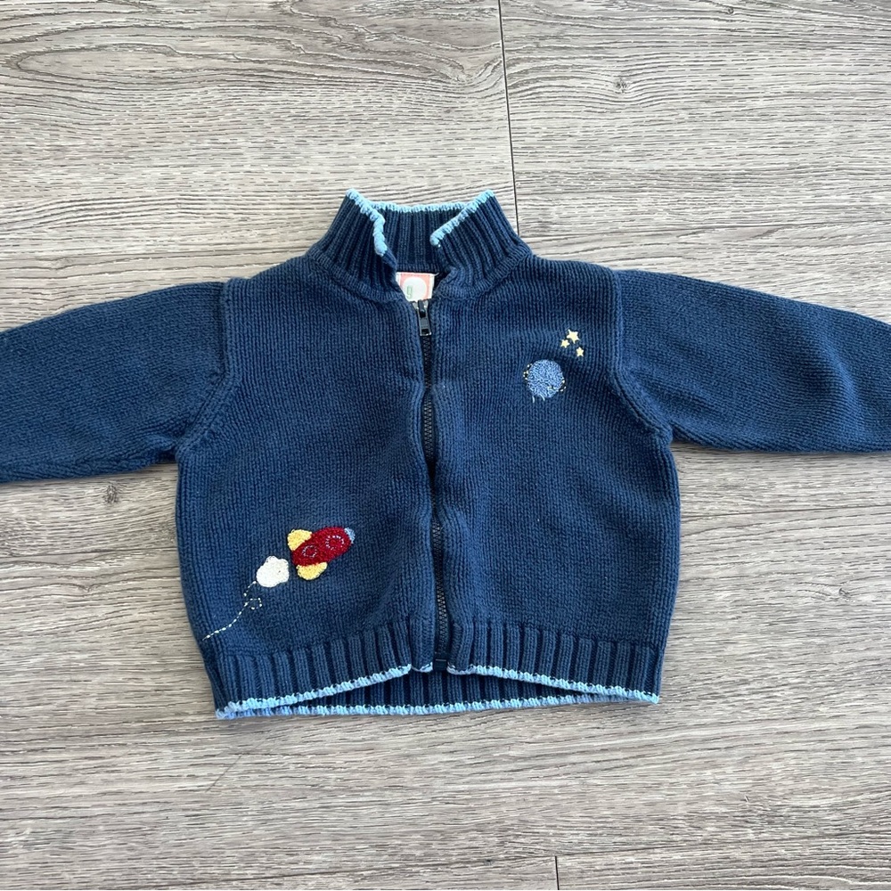 Vintage Y2K Gymboree Baby Boy Full Zip Sweater Cardigan Size 6-12M